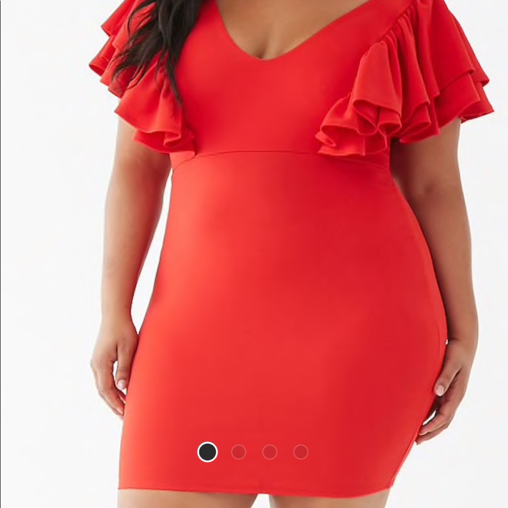 Plus size ruffle trim mini dress
